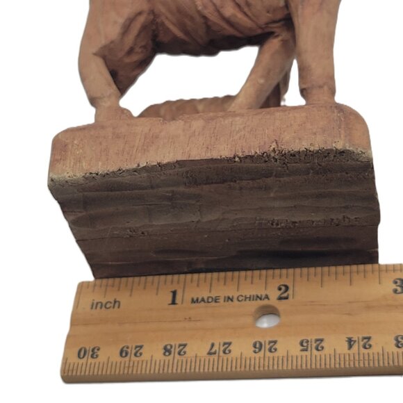 Llama, Llama Animal Hand Carved Wood Figurine Mom & Baby Brown Color Folk Art - Picture 9 of 9